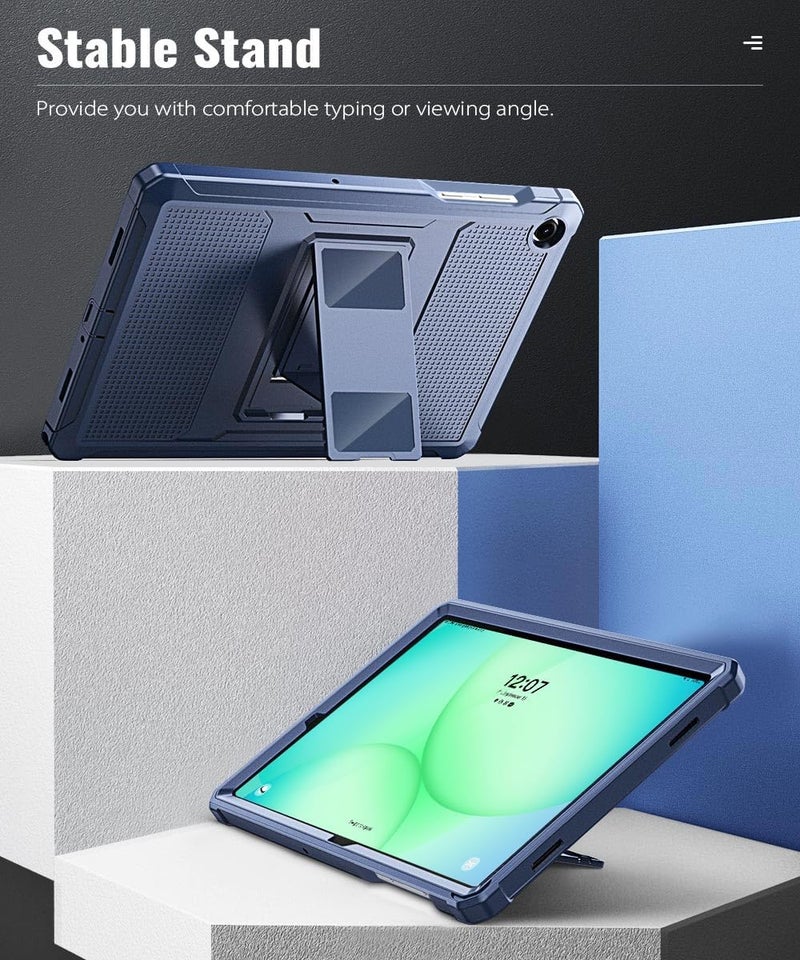 MoKo Case Fit Galaxy Tab A11+ Plus/A9+ 11-Inch 2025/2023, Shockproof Full Body Rugged Stand Back Cover with Built-in Screen Protector for Galaxy Tab A11+/A9 Plus Tablet, Dark Blue - Image 5